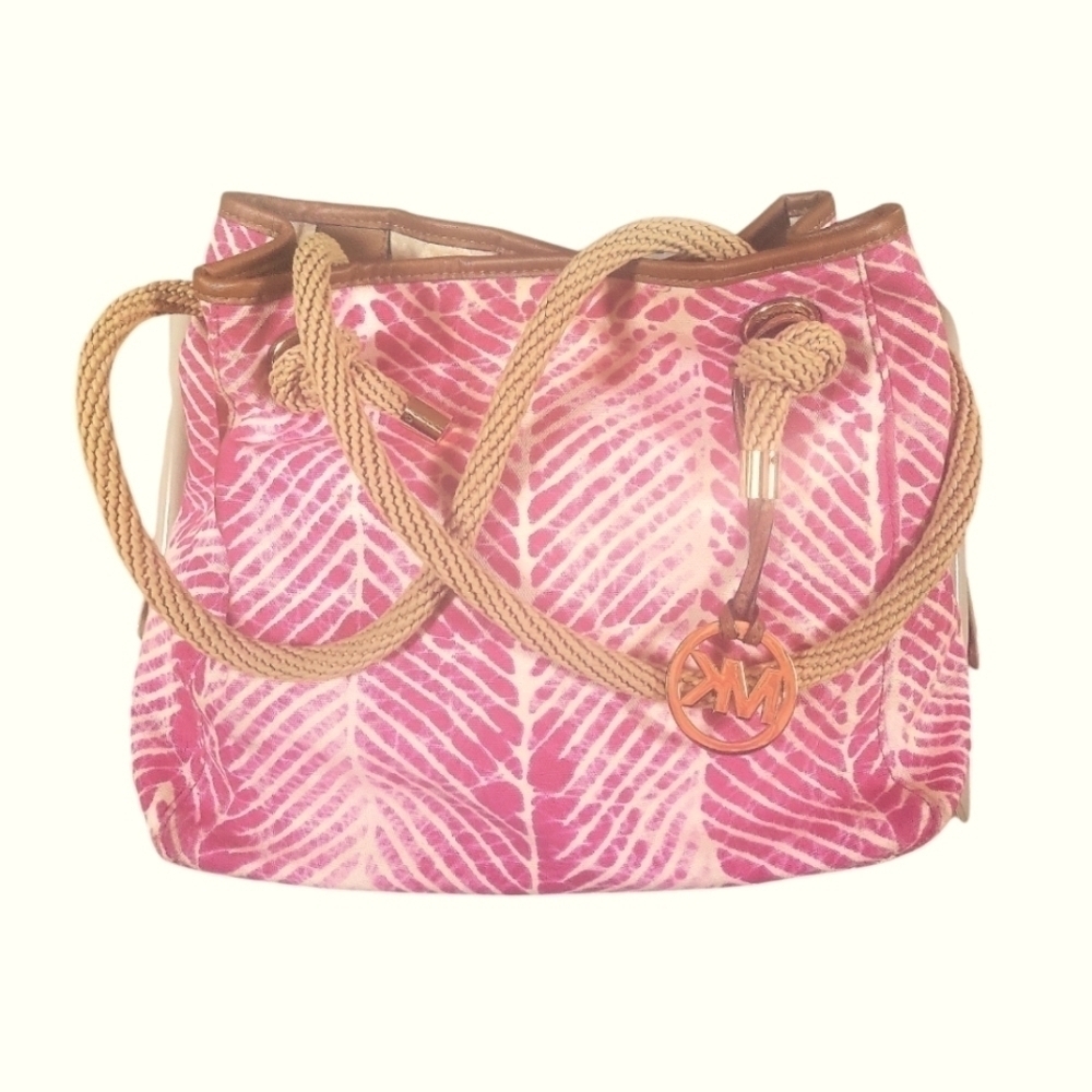 Michael Kors Marina Raspberry Tie Dyed Canvas Tote Handbag